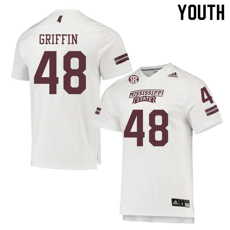 Youth #48 Eldric Griffin Mississippi State Bulldogs College Football Jerseys Sale-White